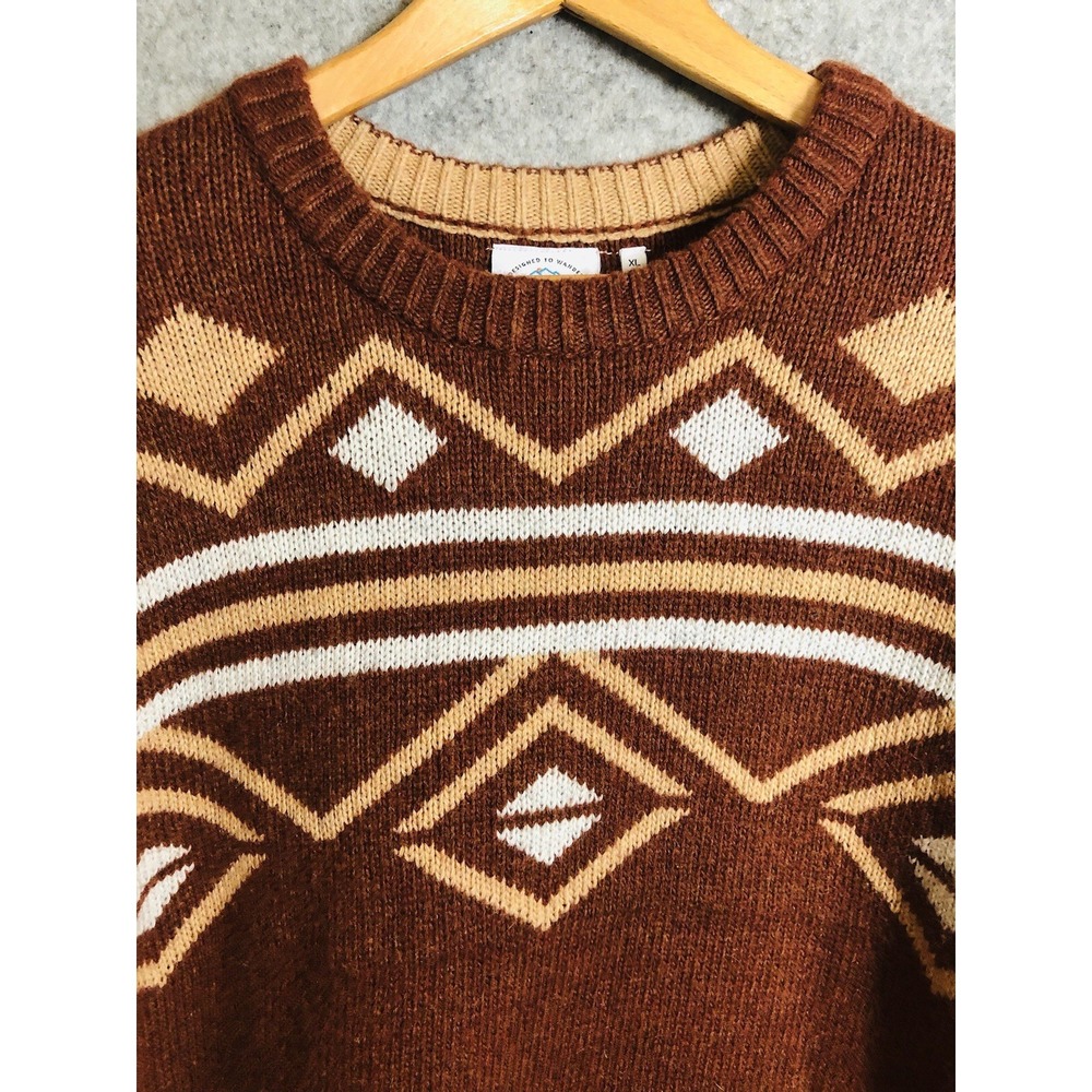 Passenger Sweater Extra Large Brown Wool Blend Southwestern Aztec Classic